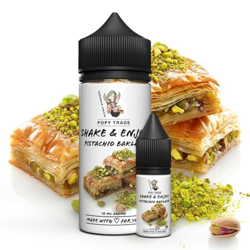 POPY TRADE - Shake & Enjoy - Pistachio Baklava - Hochdosiertes Aroma 10ml in 120ml Chubby Gorilla Flasche, einfaches mischen. Für Vernebler, Nebelmaschinen, Diffusor, Lebensmittel, Getränke uvm von POPY