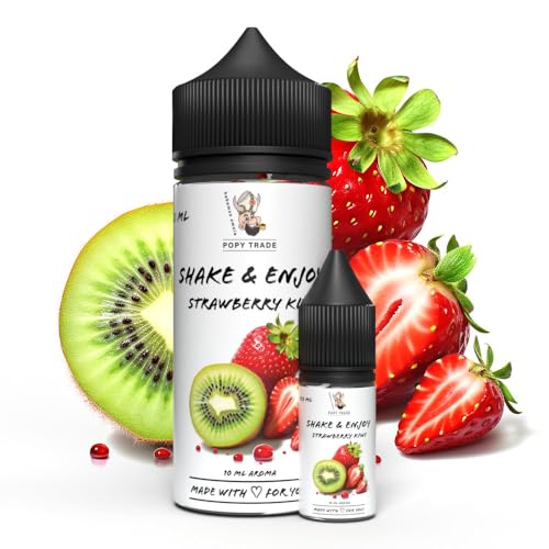 POPY TRADE - Shake & Enjoy - Strawberry & Kiwi - Hochdosiertes Aroma 10ml in 120ml Chubby Gorilla Flasche, einfaches mischen. Für Vernebler, Nebelmaschinen, Diffusor, Lebensmittel, Getränke uvm von POPY