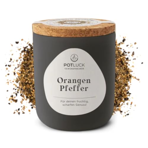 POTLUCK | Orangen Pfeffer | Gewürzmischung im Keramiktopf | 70g | Vegan, glutenfrei und mit natürlichen Inhaltsstoffen von POTLUCK Gewürzfreunde