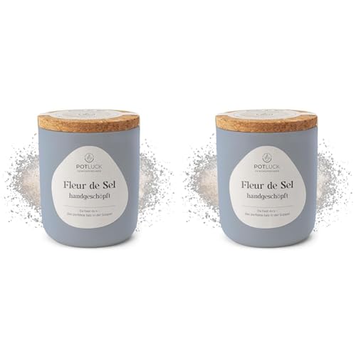 POTLUCK | Fleur de Sel handgeschöpft | Gewürzmischung im Keramiktopf | 80g | Vegan, glutenfrei und mit natürlichen Inhaltsstoffen (Packung mit 2) von POTLUCK Gewürzfreunde