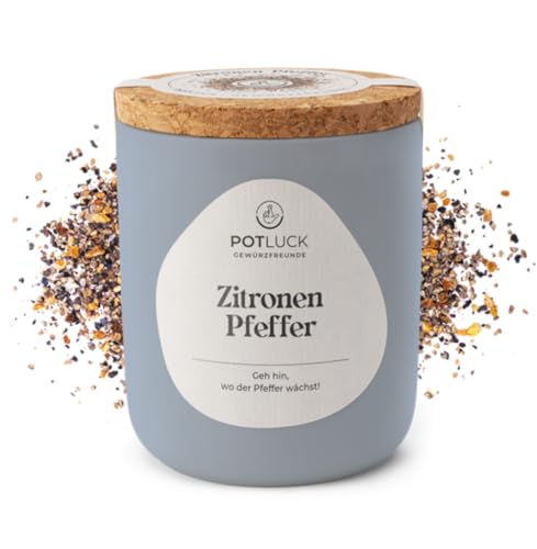 POTLUCK | Zitronen Pfeffer | Gewürzmischung im Keramiktopf | 90 g | Vegan und mit natürlichen Inhaltsstoffen von POTLUCK Gewürzfreunde