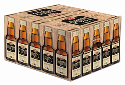 POTT Rum 40% vol. (25 x 0,04 l) - Echter Übersee Rum, erlesenes Aroma und reiche Duftfülle, ideale Portion Rum für einen guten Grog, zum Verfeinern des Glühweins, zum Backen, in Cocktails von Pott