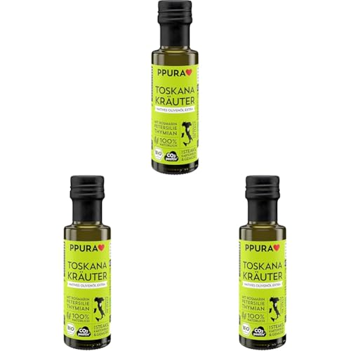 PPURA Bio Natives Olivenöl Extra Toskana Kräuter | Italienisches Oliven Öl mit Rosmarin, Petersilie & Thymiam | 100% Natürlich, Ohne Zusatzstoffe und Aromen | Kaltgepresst & Lichtgeschützt | 100ml von PPURA