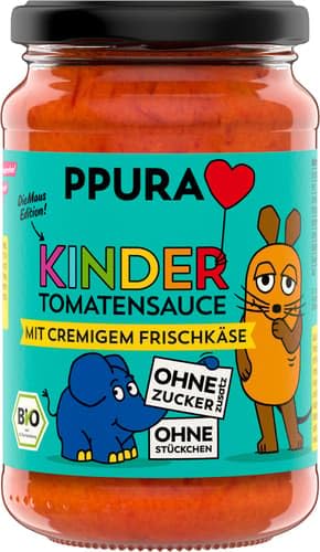 PPURA Bio Tomatensauce mit Frischkäse für Kinder | 100% Pur - Ohne Zuckerzusatz oder sonstige Zusatzstoffe | Stückchenfreie Pasta-Tomatensoße mit 6% cremigem Frischkäse | Made in Italy | 340g Glas von PPURA