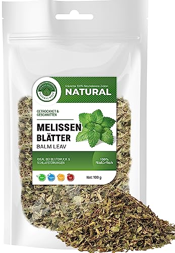 Natural Welt Melissentee 100 g I 100% Melissenblätter getrocknet und geschnitten lose Zitronenmelisse Tee | Geschenke für Frauen I ohne Zusatzstoffe von PREMIUM QUALITÄT NATURAL WELT