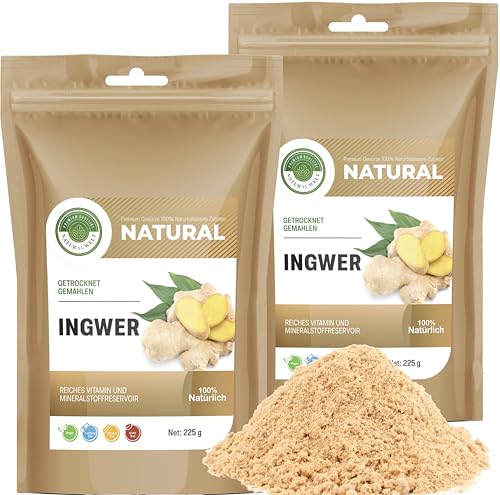 Natural Welt Ingwerpulver 225g I Ingwer tee pulver I Ingwer gemahlen I aus kontroliertem Anbau I premium qualität I rein - ohne Zusatzstoffe (2) von PREMIUM QUALITÄT NATURAL WELT