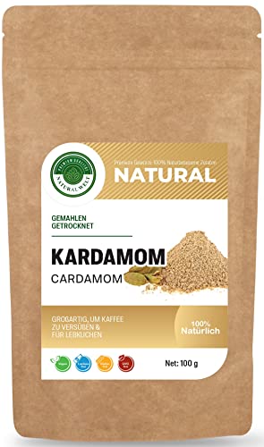 Natural Welt Kardamom gemahlen 100 g I 100% naturrein premium Qualität Kardamompulver aus kontrolliertem Anbau ohne Zusätze von PREMIUM QUALITÄT NATURAL WELT