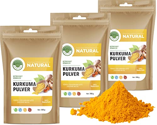 Natural Welt Kurkuma Pulver 350g I fein gemahlen Kurkumawurzel I als Zugabe in Tee I Premium Kurkumapulver gemahlen aus Indien (3) von PREMIUM QUALITÄT NATURAL WELT