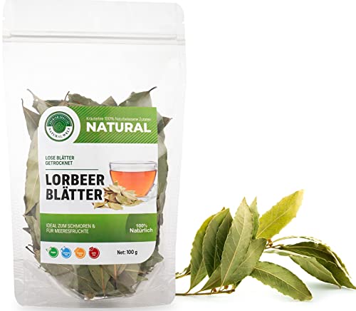 Natural Welt Lorbeerblätter ganz getrocknet 100g I handverlesen Lorbeer Blätter 100% rein und naturbelassen I ideal zum Kochen - Fische, Eintöpfen I Premium Qualität Gewürze von PREMIUM QUALITÄT NATURAL WELT