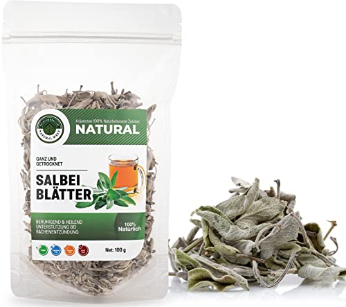 Natural Welt Salbeitee 100g I getrocknet und geschnitten Salbeiblätter | 100% natürlich lose Salbei im Beutel I Kräutertee I ohne Zusatzstoffe von PREMIUM QUALITÄT NATURAL WELT