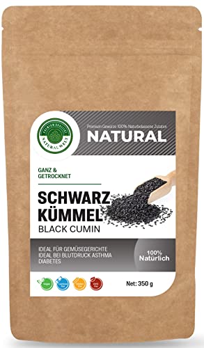 Natural Welt Schwarzkümmel samen ganz 350 g I 100% natürlich Schwarzkümmel aus der Türkei I Nigella Sativa (Cumin) kontroliertem Anbau I ohne Zusätze von PREMIUM QUALITÄT NATURAL WELT