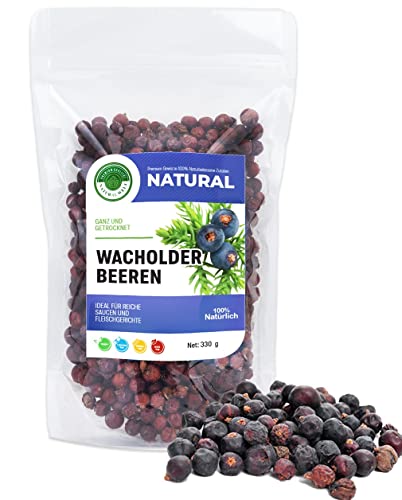 Natural Welt Wacholderbeeren ganz getrocknet 330 g, 100% natürlich, für Gerichten Getränken, Premium Qualität von PREMIUM QUALITÄT NATURAL WELT