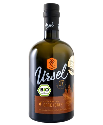 Premium DRY Gin BIO (Zitrusfrüchte/Ebereschenbeeren/Zirbenzapfen) charakteristisch mit jungen Fichtentrieben aus dem Taunus | Gin aus Deutschland (DARK FOREST, 500ml) von PREMIUM TAUNUS DRY GIN Ursel MIT 12 ERLESENEN BOTANICALS