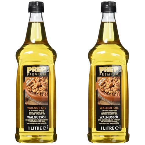 PREP PREMIUM Walnussöl 1 x 1000 ml PET Mischung aus nativen kaltgepressten raffinierten Walnussöl sehr geschmacksintensiv zum Marinieren von Fleisch Fisch Geflügel (Packung mit 2) von PREP PREMIUM