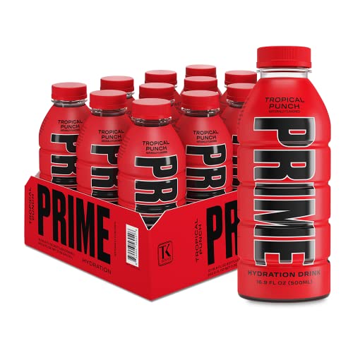 Prime Hydration Drink Sports Getränk "Tropical Punch", natürlich aromatisiert, koffeinfrei, 10 % Kokoswasser, 250 mg BCAAs, B-Vitamine, Antioxidantien, 835 mg Elektrolyte, 25 Kalorien pro 400 ml von PRIME HYDRATION