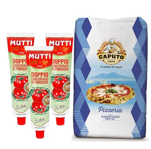 Caputo – Italienisches Pizzeria-Mehl Typ „00“ 1 kg + Mutti – Doppeltes Tomatenkonzentrat 130 GR x 3 Einheiten – Perfect Pizza Pack Promoo von PROMOO