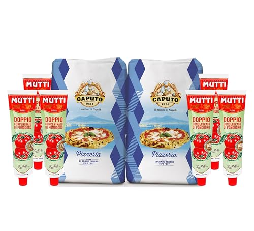 Caputo Italienisches Pizzeria-Mehl Typ „00“ 2 kg + Mutti Doppeltes Tomatenkonzentrat 130 GR x 6 Einheiten – Perfect Pizza - Pack Promoo von PROMOO