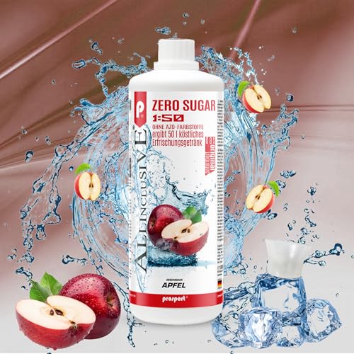 Prosport Allinclusive Apfel 3x 1000ml, ZERO SUGAR Sirup, mit Vitaminen, Premium Getränkekonzentrat 1:50, Vitaldrink von PROSPORT