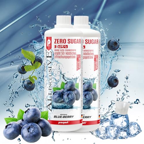 Prosport Allinclusive Blue-Berry 2x 1000ml, ZERO SUGAR Sirup, mit Vitaminen, Premium Getränkekonzentrat 1:50, Vitaldrink von PROSPORT