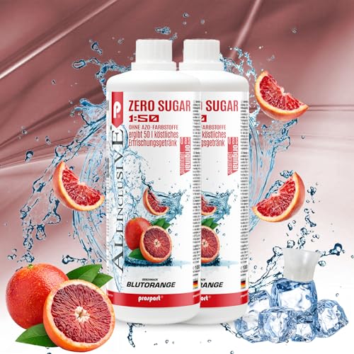 Prosport Allinclusive Blutorange 2x 1000ml, ZERO SUGAR Sirup, mit Vitaminen, Premium Getränkekonzentrat 1:50, Vitaldrink von PROSPORT