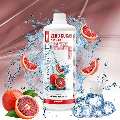 Prosport Allinclusive Blutorange 3x 1000ml, ZERO SUGAR Sirup, mit Vitaminen, Premium Getränkekonzentrat 1:50, Vitaldrink von PROSPORT