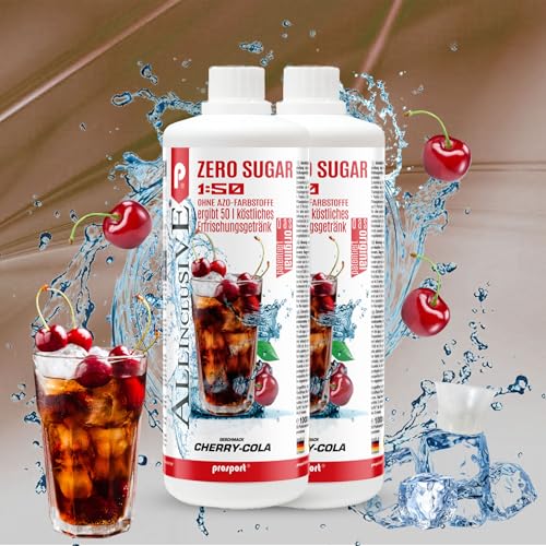 Prosport Allinclusive Cherry-Cola 2x 1000ml, ZERO SUGAR Sirup, mit Vitaminen, Premium Getränkekonzentrat 1:50, Vitaldrink von PROSPORT