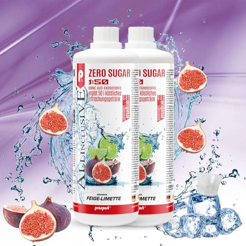 Prosport Allinclusive Feige-Limette 2x 1000ml, ZERO SUGAR Sirup, mit Vitaminen, Premium Getränkekonzentrat 1:50, Vitaldrink von PROSPORT