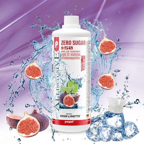 Prosport Allinclusive Feige-Limette 3x 1000ml, ZERO SUGAR Sirup, mit Vitaminen, Premium Getränkekonzentrat 1:50, Vitaldrink von PROSPORT