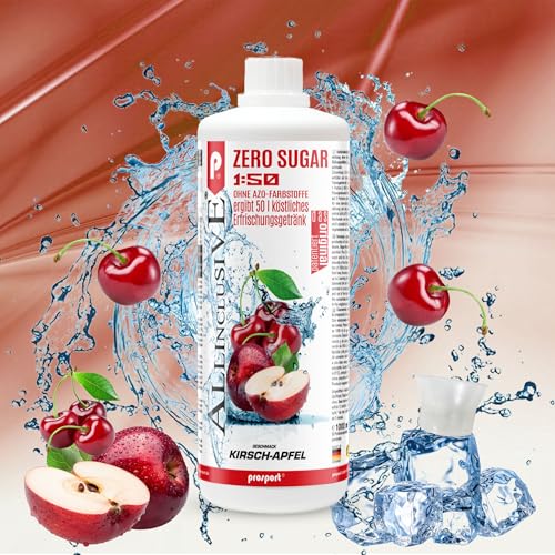 Prosport Allinclusive Kirsch-Apfel 3x 1000ml, ZERO SUGAR Sirup, mit Vitaminen, Premium Getränkekonzentrat 1:50, Vitaldrink von PROSPORT