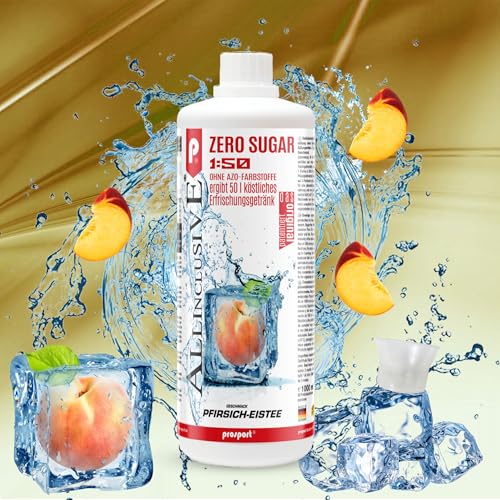 Prosport Allinclusive Pfirsich-Eistee 3x 1000ml, ZERO SUGAR Sirup, mit Vitaminen, Premium Getränkekonzentrat 1:50, Vitaldrink von PROSPORT