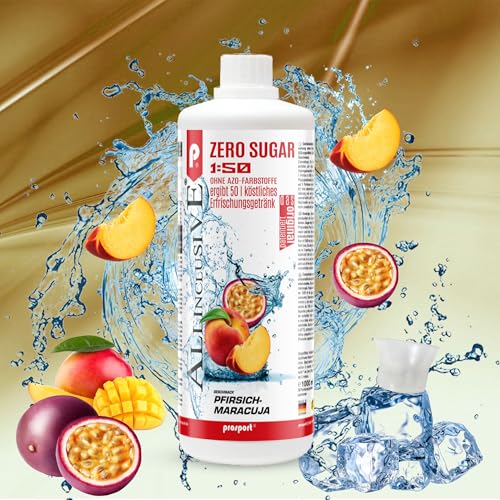 Prosport Allinclusive Pfirsich-Maracuja 3x 1000ml, ZERO SUGAR Sirup, mit Vitaminen, Premium Getränkekonzentrat 1:50, Vitaldrink von PROSPORT