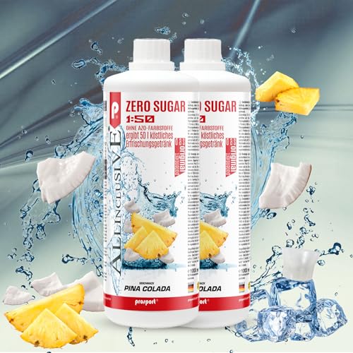 Prosport Allinclusive Pina Colada 2x 1000ml, ZERO SUGAR Sirup, mit Vitaminen, Premium Getränkekonzentrat 1:50, Vitaldrink von PROSPORT