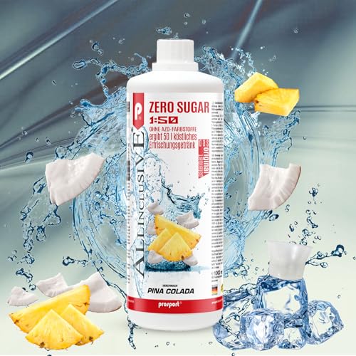 Prosport Allinclusive Pina Colada 3x 1000ml, ZERO SUGAR Sirup, mit Vitaminen, Premium Getränkekonzentrat 1:50, Vitaldrink von PROSPORT