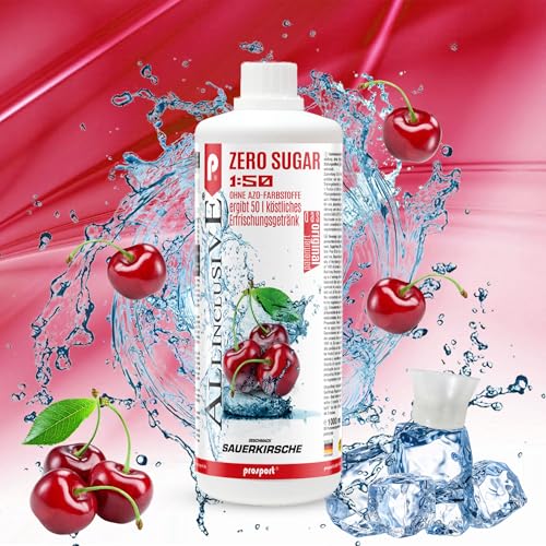 Prosport Allinclusive Sauerkirsche 3x 1000ml, ZERO SUGAR Sirup, mit Vitaminen, Premium Getränkekonzentrat 1:50, Vitaldrink von PROSPORT