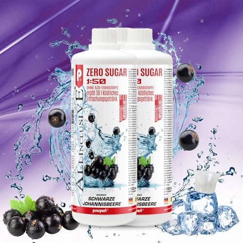 Prosport Allinclusive Schwarze-Johannisbeere 2x 1000ml, ZERO SUGAR Sirup, mit Vitaminen, Premium Getränkekonzentrat 1:50, Vitaldrink von PROSPORT