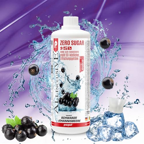 Prosport Allinclusive Schwarze-Johannisbeere 3x 1000ml, ZERO SUGAR Sirup, mit Vitaminen, Premium Getränkekonzentrat 1:50, Vitaldrink von PROSPORT