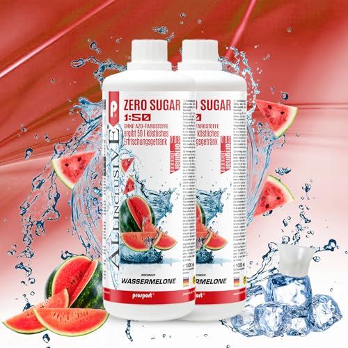 Prosport Allinclusive Wassermelone 2x 1000ml, ZERO SUGAR Sirup, mit Vitaminen, Premium Getränkekonzentrat 1:50, Vitaldrink von PROSPORT