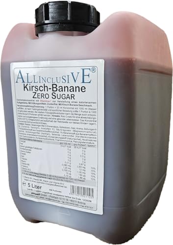 Prosport Allinclusive Kirsch-Banane 5000ml, ZERO SUGAR Sirup, mit Vitaminen, Premium Getränkekonzentrat 1:50, Vitaldrink von PROSPORT