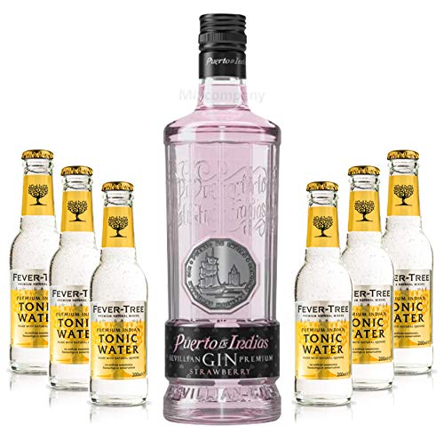 PUERTO DE INDIAS STRAWBERRY GIN 0,7l (37,5% Vol) + 6x Fever-Tree Premium Indian Tonic Water 0,2l MEHRWEG inkl. Pfand- [Enthält Sulfite] von PUERTO DE INDIAS-PUERTO DE INDIAS