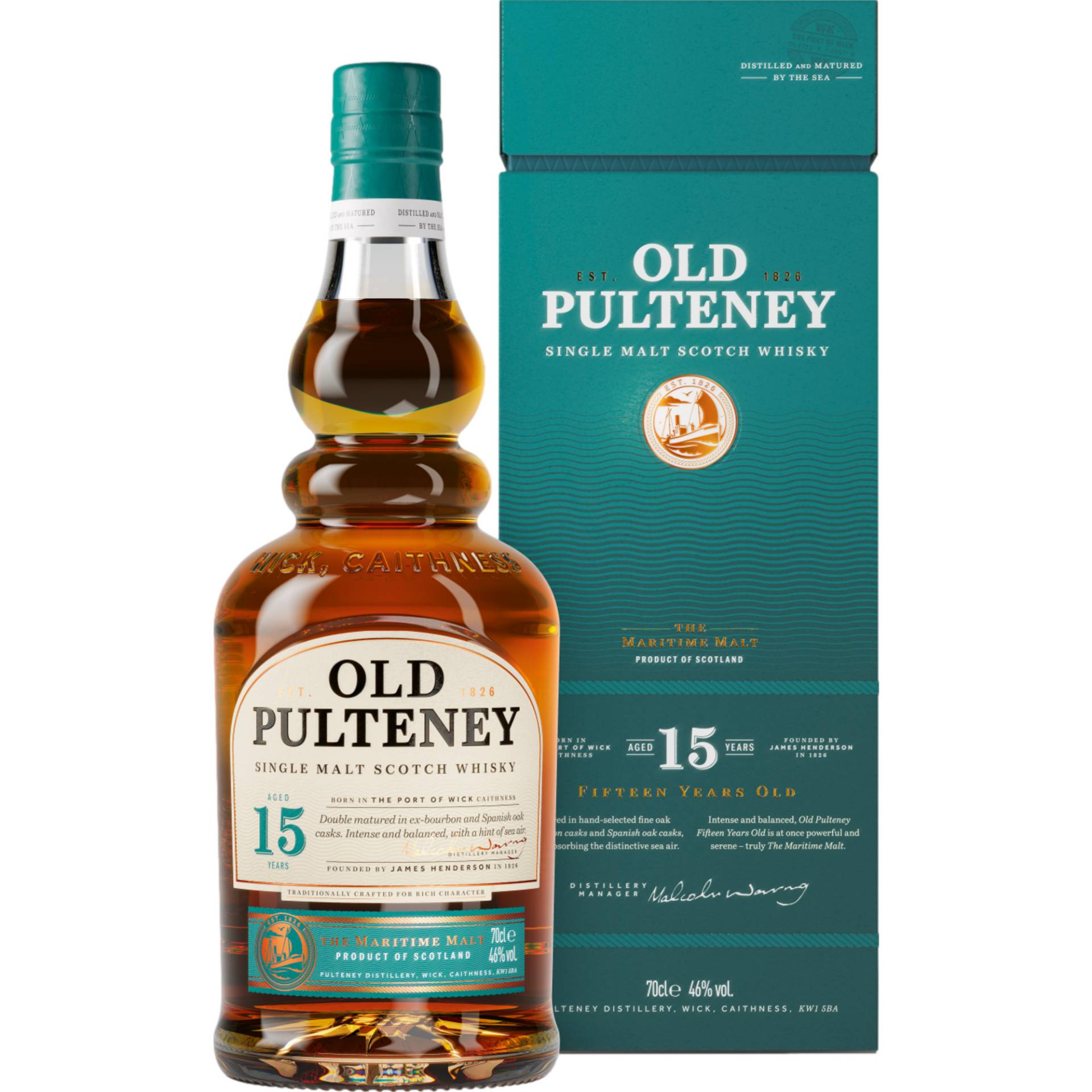 Old Pulteney 15 Years Old Single Malt, Scotch Whisky, 0,7 L, 46% Vol., Schottland, Spirituosen von PULTENEY DISTILLERY, HUDDART STREET WICK CAITHNESS KW1 5BA Großbritannien