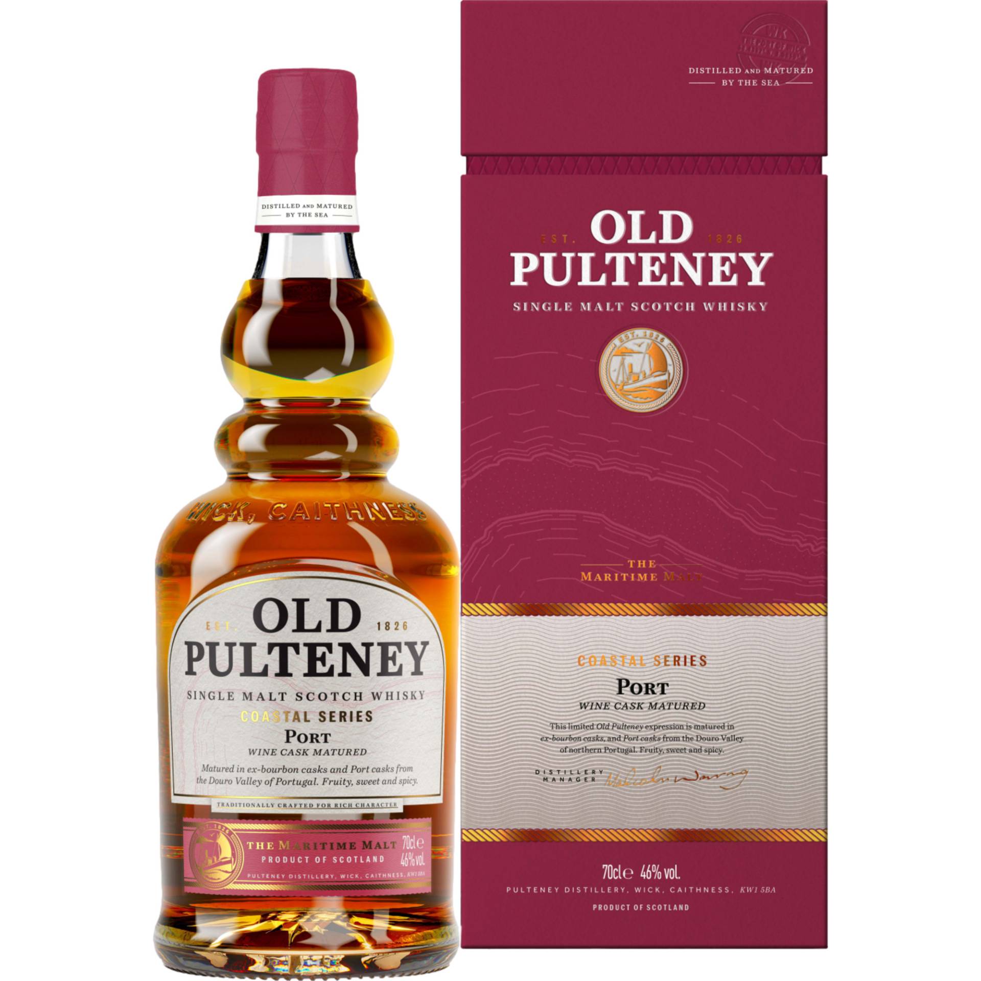 Old Pulteney Coastal Series Port, Scotch Whisky, 0,7 L, 46% Vol., Schottland, Spirituosen von PULTENEY DISTILLERY, HUDDART STREET WICK CAITHNESS KW1 5BA Großbritannien