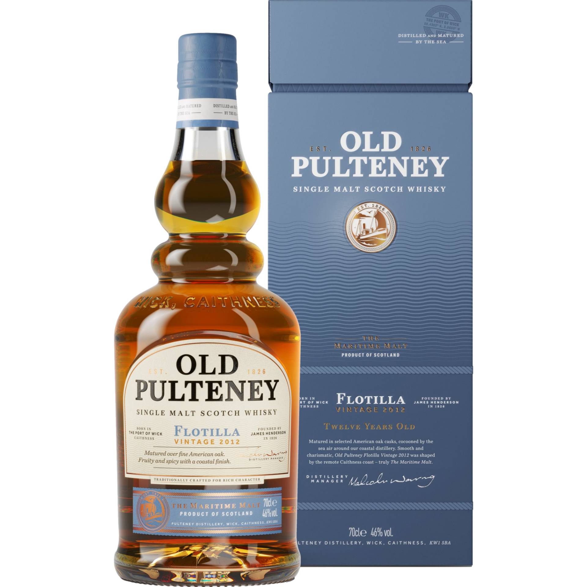 Old Pulteney Flotilla Single Malt 12 YO Whisky, Scotch Whisky, 0,7 L, 46% Vol., in Geschenketui, Spirituosen von PULTENEY DISTILLERY, HUDDART STREET WICK CAITHNESS KW1 5BA Großbritannien