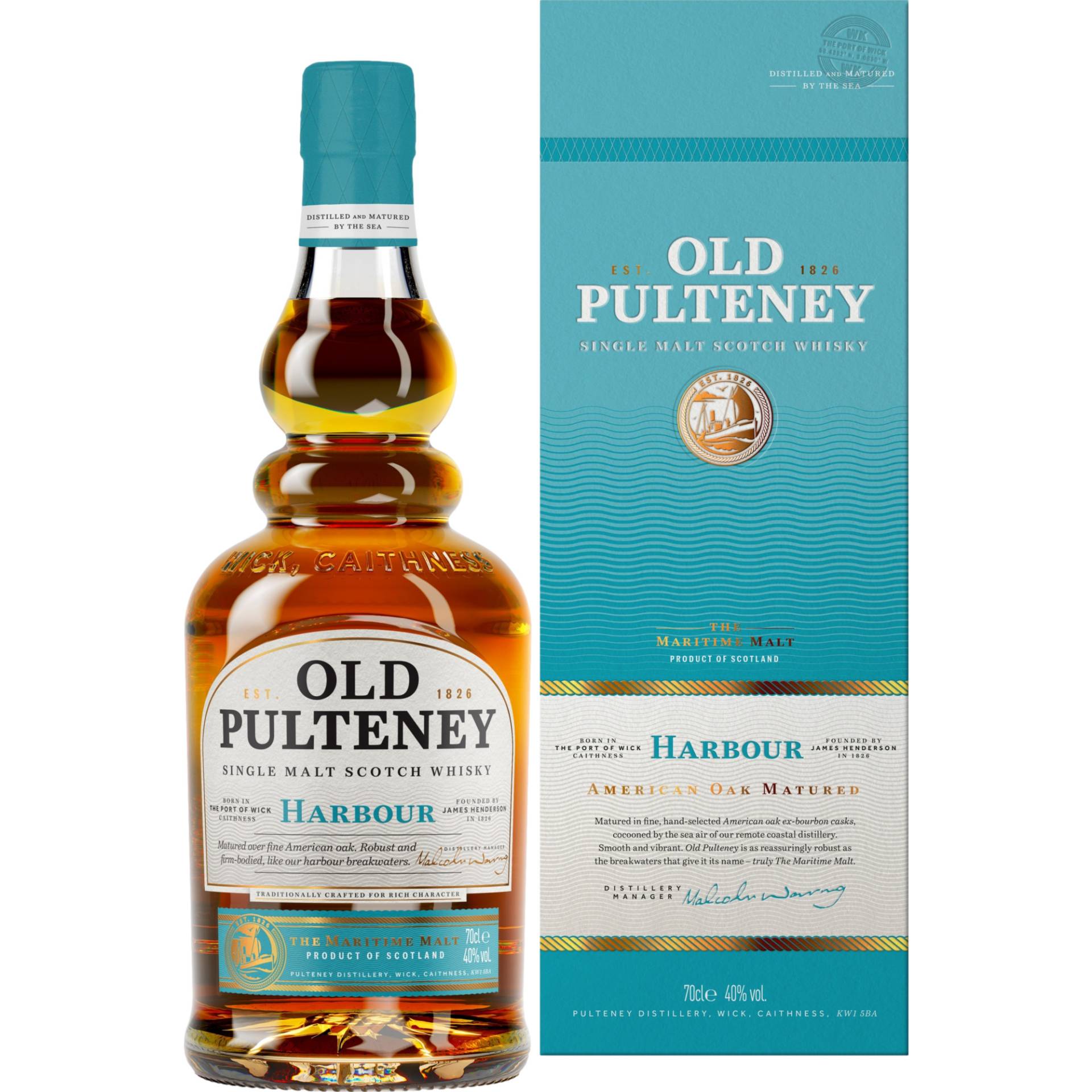 Old Pulteney Harbour Single Malt Whisky, Scotch Whisky, 0,7 L, 40% Vol., in Geschenketui, Spirituosen von PULTENEY DISTILLERY, HUDDART STREET WICK CAITHNESS KW1 5BA Großbritannien