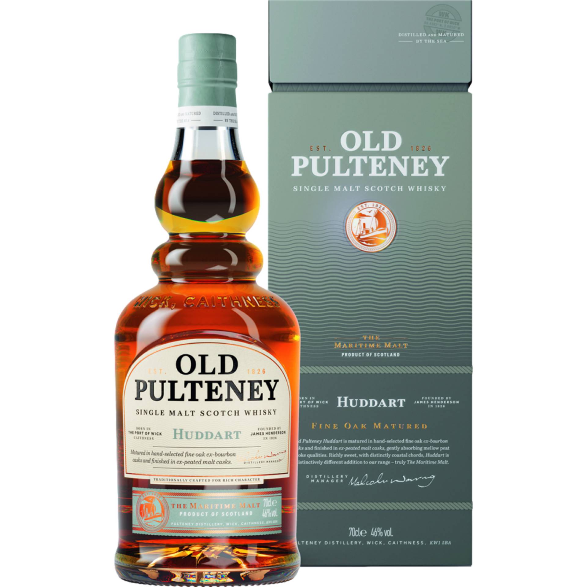 Old Pulteney Huddart Single Malt, Scotch Whisky, 0,7 L, 46% Vol., in Geschenketui, Schottland, Spirituosen von PULTENEY DISTILLERY, HUDDART STREET WICK CAITHNESS KW1 5BA Großbritannien