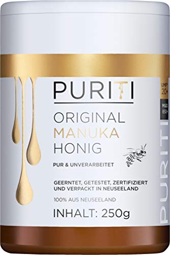 PURITI Manuka Honig MGO 850+ 250g aus Neuseeland mit zertifiziertem Methylglyoxal Gehalt - Laborgeprüft, Direktimport, reines Naturprodukt, frei von Zusatzstoffen von PURITI