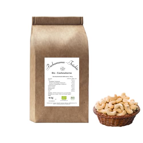 10 kg BIO Cashewkerne Ganz | Ungeröstet | Ohne Zusatzstoffe | Vegan | Glutenfrei | Plastikfrei von Pachamama-Früchte