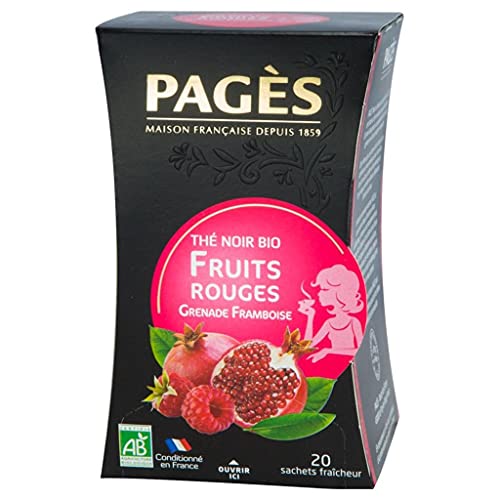 Pages Thé Noir Fruits Rouges Grenade Framboise Bio 20 sachets (lot de 3 von Pages