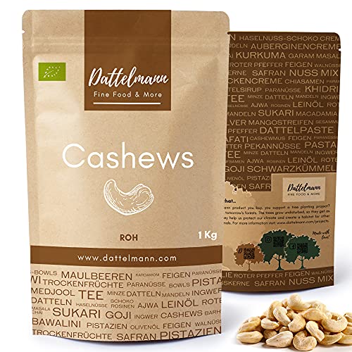 Cashewkerne Ganz Bio | Cashew Naturbelassen | Cashewnüsse | Premium Qualität | Vegan | Aus Kontrolliert Biologischem Anbau Palmyra Delights (Bio Roh, 1Kg) von Palmyra Delights