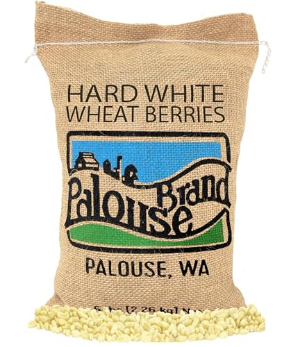 Palouse Brand Harte weiße Weizenbeeren • 100% Trockenmittelfrei • 5 lbs • Non-GMO-Projekt verifiziert • Koscher Parve • In den USA angebaut • Feldverfolgung • Jutebeutel von Palouse Brand