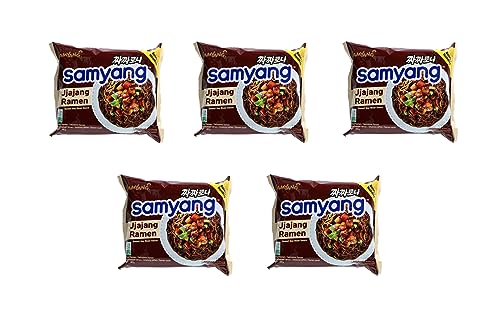 Pamai Pai® 5 x 140g Jjajang Instant Samyang Ramen mit Schwarze Bohnen Sauce braun von Pamai Pai